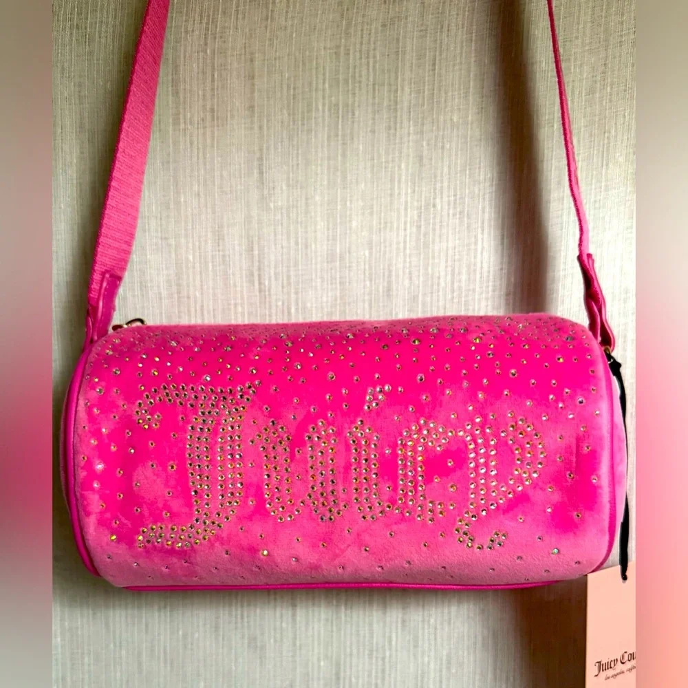 NEW Juicy Couture Pink Fuzzy Roll Crossbody Bag